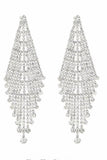 Shiny Silver Long Rhinestones Earrings