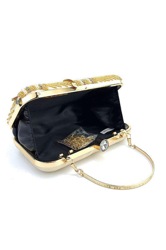 Black Beaded MIni Party Handbag with Sequins