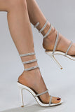 Rhinestone Toe Stiletto White High Heels