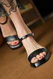 Black Open Toe High Heeled Sandal