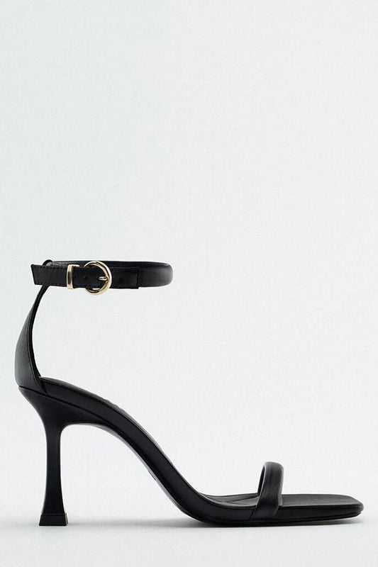 Black Ankle Strap High Heel Sandal