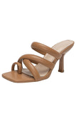 Black Cutout Square Toe High Heel Sandals