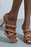 Black Cutout Square Toe High Heel Sandals