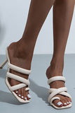 Black Cutout Square Toe High Heel Sandals