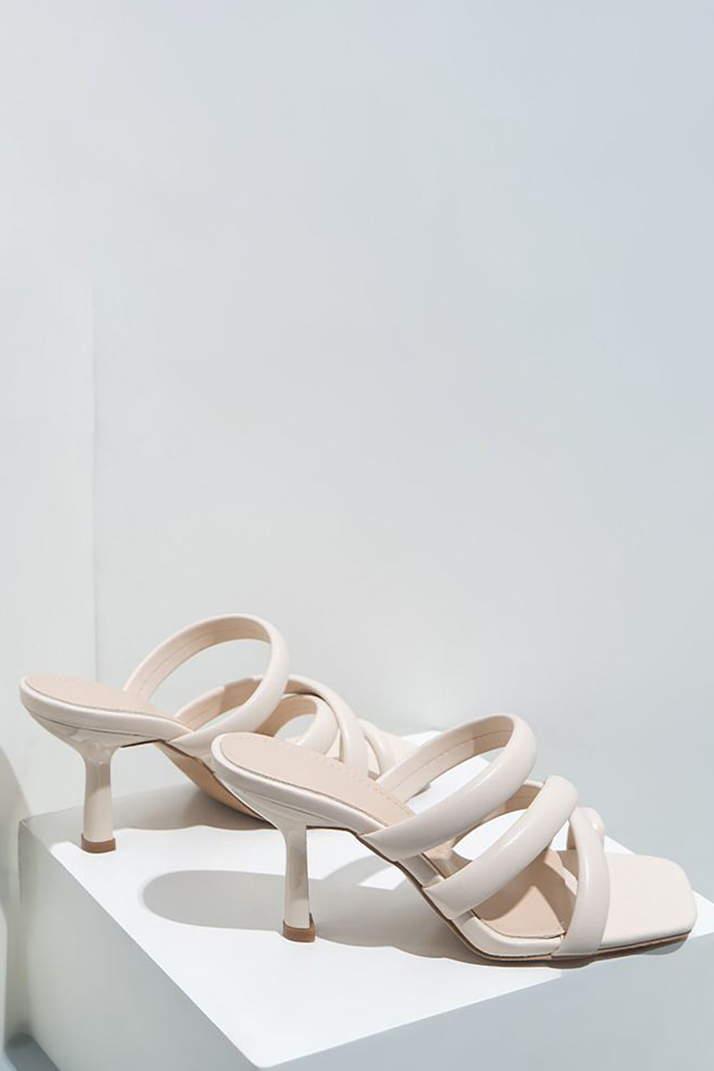 Black Cutout Square Toe High Heel Sandals