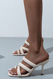 Black Cutout Square Toe High Heel Sandals