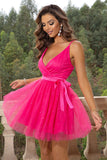 Yellow Spaghetti Straps Tulle A Line Short Homecoming Dress