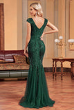 Dark Green Mermaid Sequins Formal Dress