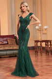 Dark Green Mermaid Sequins Formal Dress