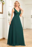 Dark Green Chiffon Formal Dress with Sequins