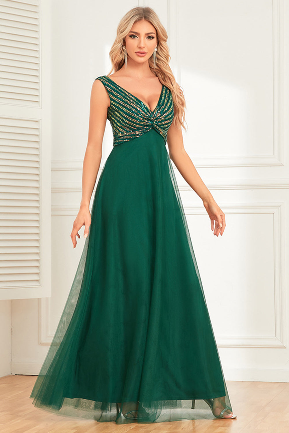 Dark Green A Line Chiffon Formal Dress