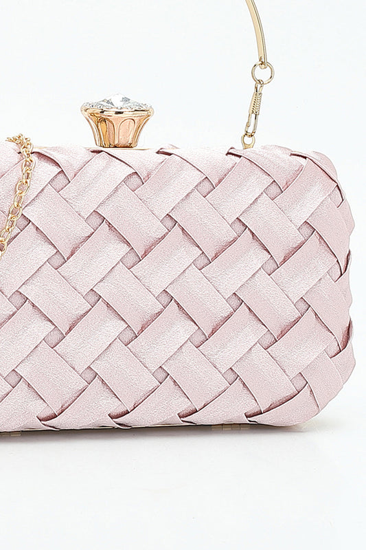 Pink Weave Party Clutch