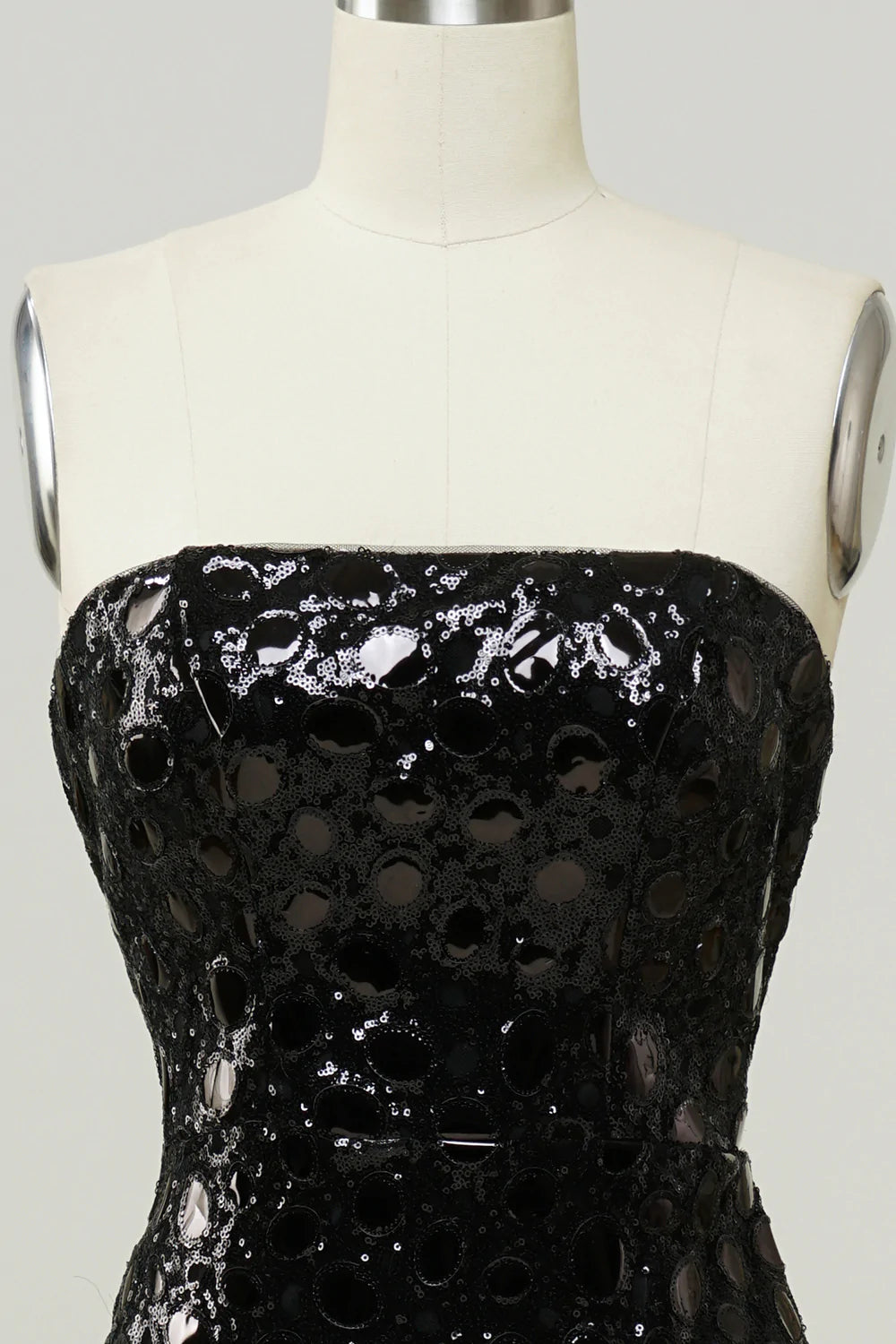Black Strapless Sequined Mermaid Prom Dress