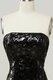 Black Strapless Sequined Mermaid Prom Dress