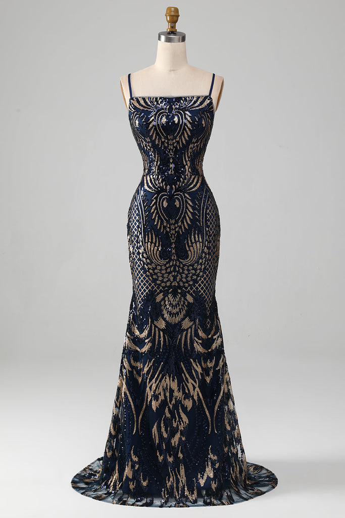 V-neck  Appliqued Spaghetti Straps Mermaid Prom Dress Azalea main image 0