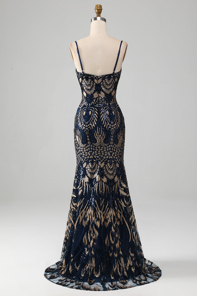 Classic Black Spaghetti Straps Mermaid Prom Dress Y4282 main image 1