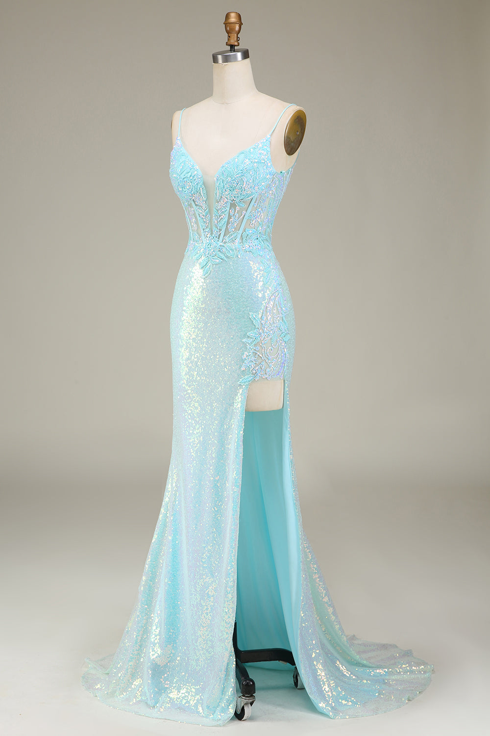 Sparkly Mermaid Sequin Prom Dress with Slit