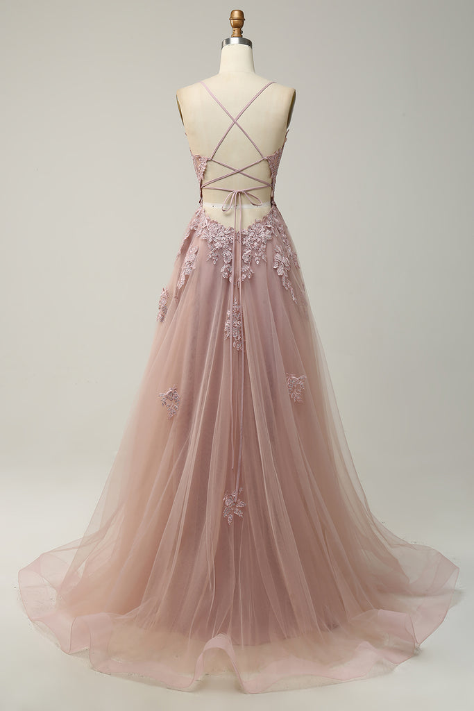 Spaghetti Straps Blush Pink Prom Dresses With Pleats, PD0991