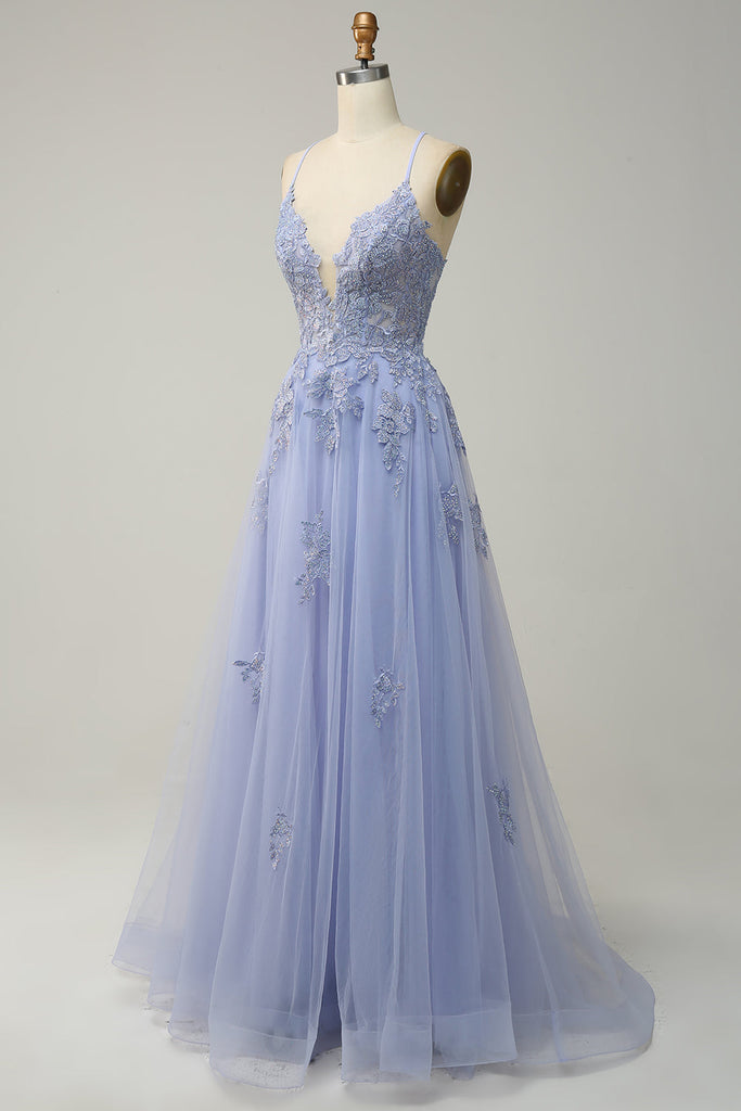 A Line Spaghetti Straps Light Purple Short Cocktail Dress with Appliques