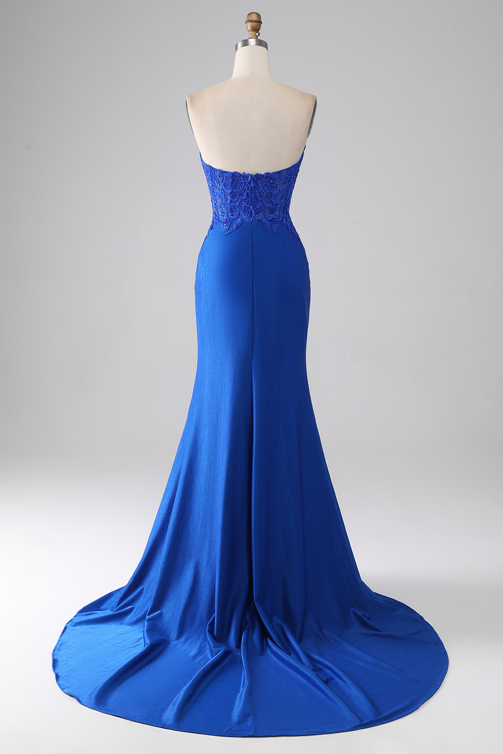 Zapakasa Women Royal Blue Prom Dress Mermaid Strapless Long Beaded Formal Dress With Appliques Zapakasa Women Royal Blue Prom Dress Mermaid Strapless Long Beaded Formal Dress With Appliques