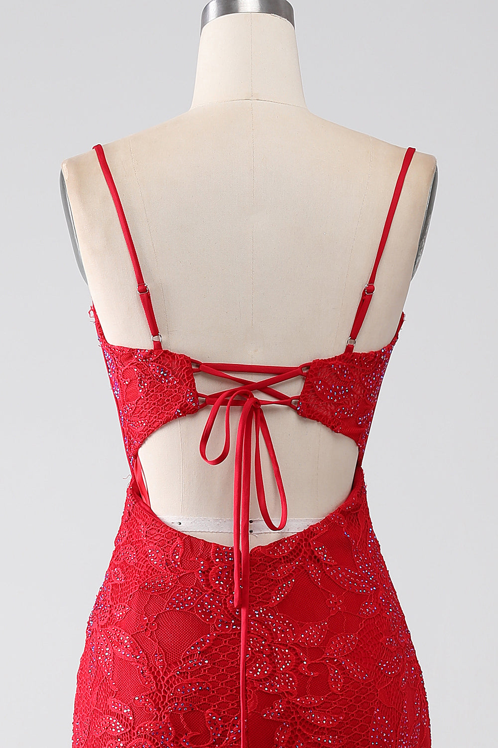 Zapakasa Women Red Porm Dress Mermaid Spaghetti Straps Beaded Lace Applique Evening Dress With Slit Zapakasa Women Red Porm Dress Mermaid Spaghetti Straps Beaded Lace Applique Evening Dress With Slit
