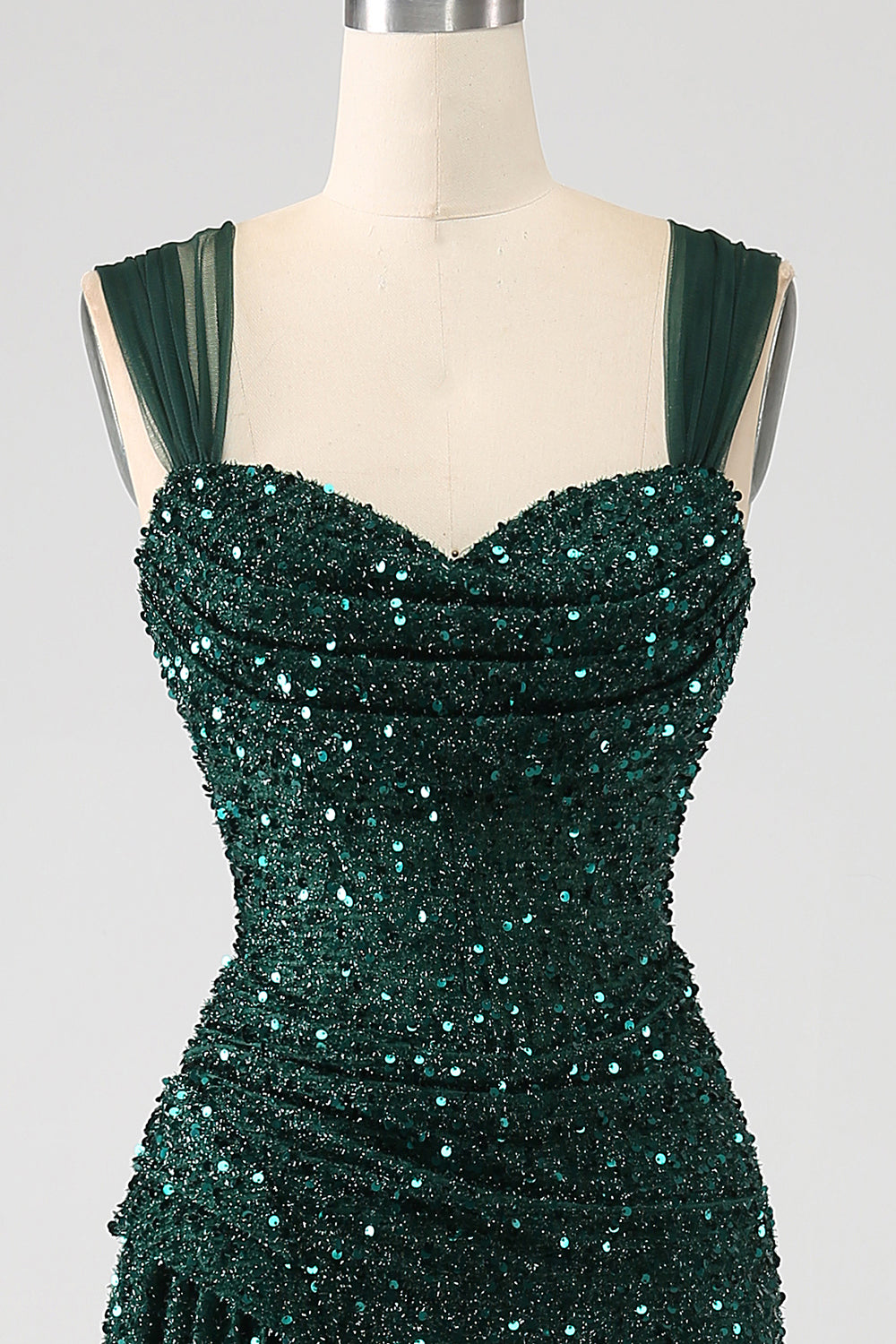 Zapakasa Women Dark Green Prom Dress Sheath Sparkly Sequin Pleated Long Evening Dress With Thigh Split Zapakasa Women Dark Green Prom Dress Sheath Sparkly Sequin Pleated Long Evening Dress With Thigh Split