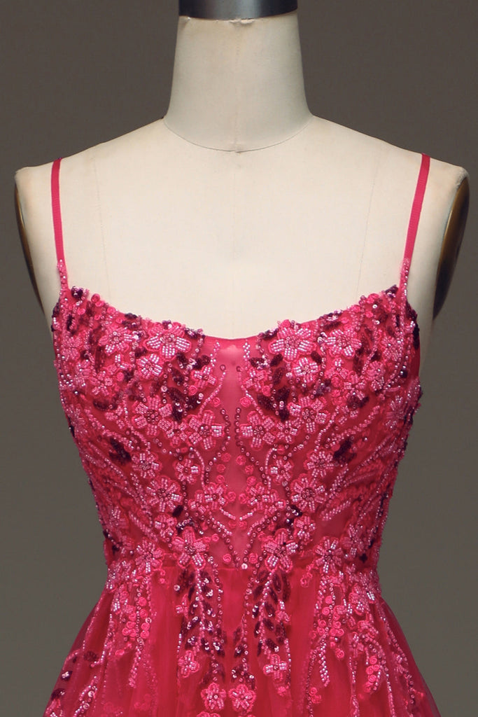 Applique A-Line Ruffle Homecoming Dress Spaghetti Straps main image 1