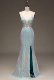 Sequins Sparkly Mermaid Prom Dress with Slit