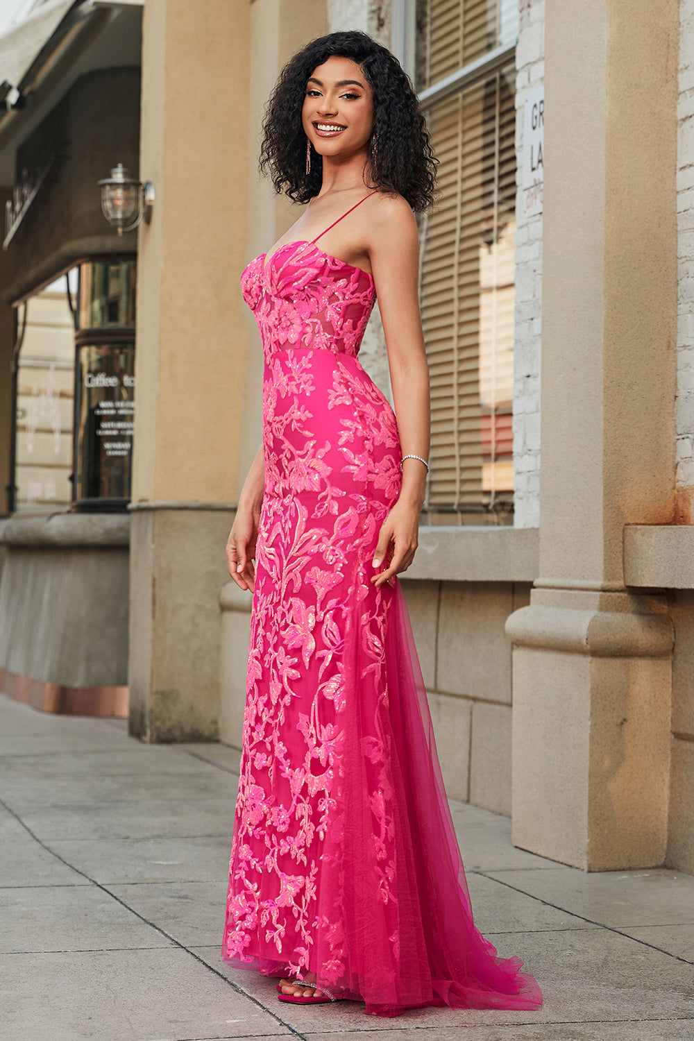 Mermaid Fuchsia Long Prom Dress with Appliques