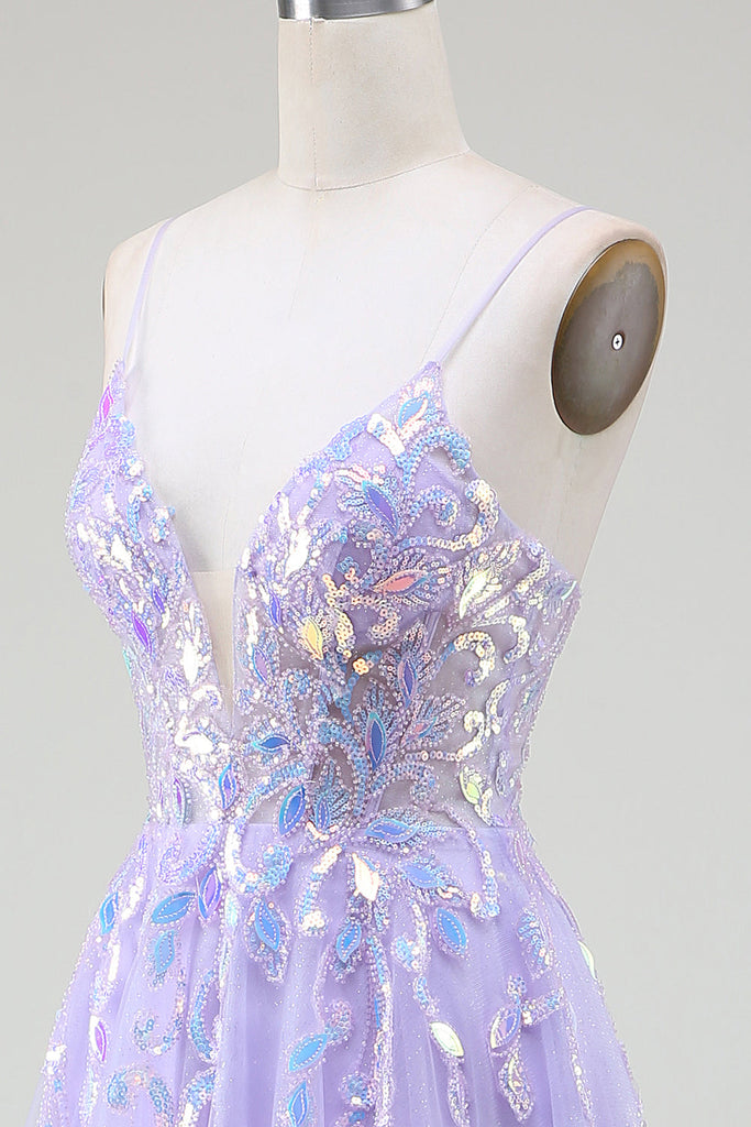 Aiza luxury Sequined purple color Girls Party Dress