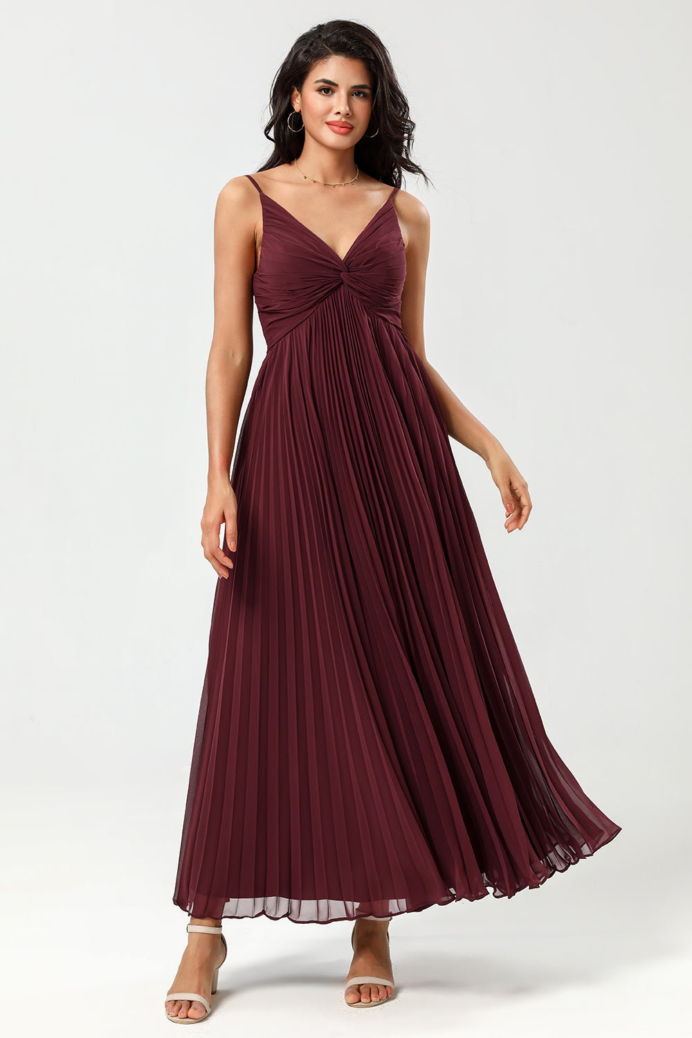 A-Line Sleeveless Burgundy Bridesmaid Dress