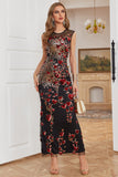 Sheath Round Neck Dark Green Love Heart Beaded Long Party Dress