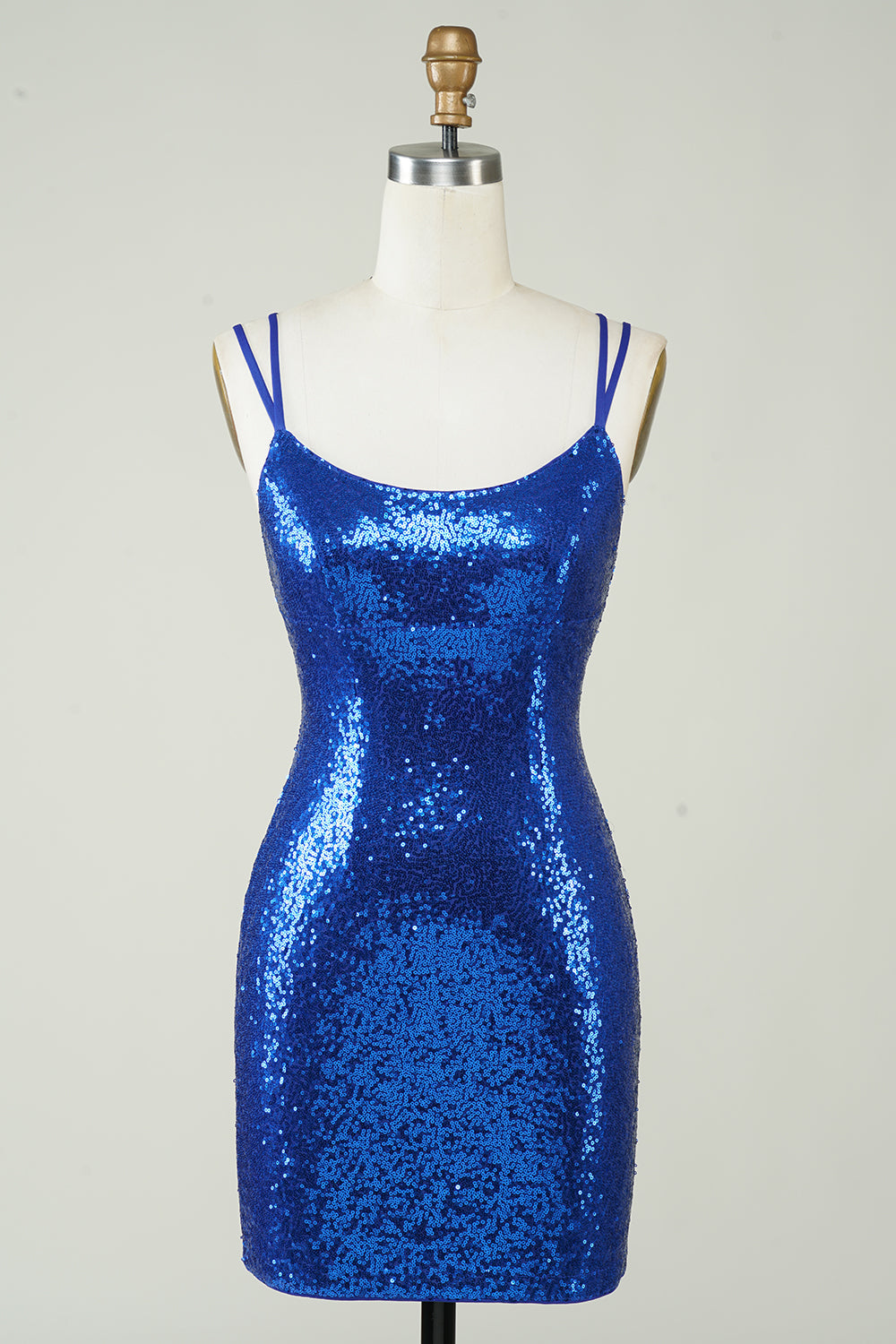 Royal Blue Tight Sequins Backless Homecoming Dress