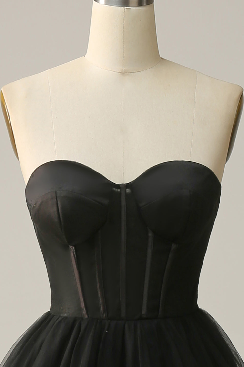 Black Corset Sweetheart Long Prom Dress with Ruffles