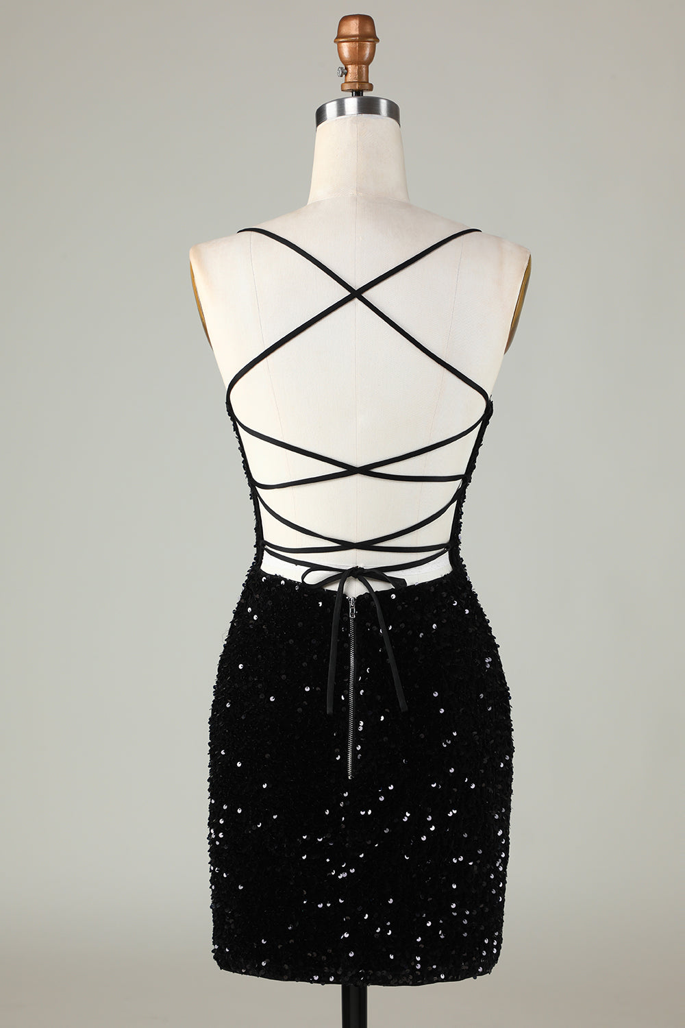 black bodycon homecoming dresses ZAPAKA Women Sexy Black Graduation Dress Spaghetti Straps Sequin Cocktail Party Dress, Black / UK6