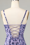 Sparkly Purple Sequins Short Homecoming Dress with Fringes