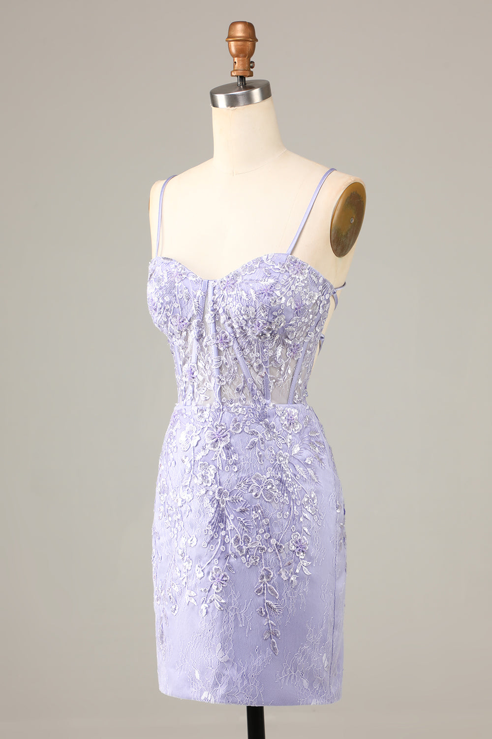 Pretty Bodycon Corset Homecoming Dress With Lace Detail