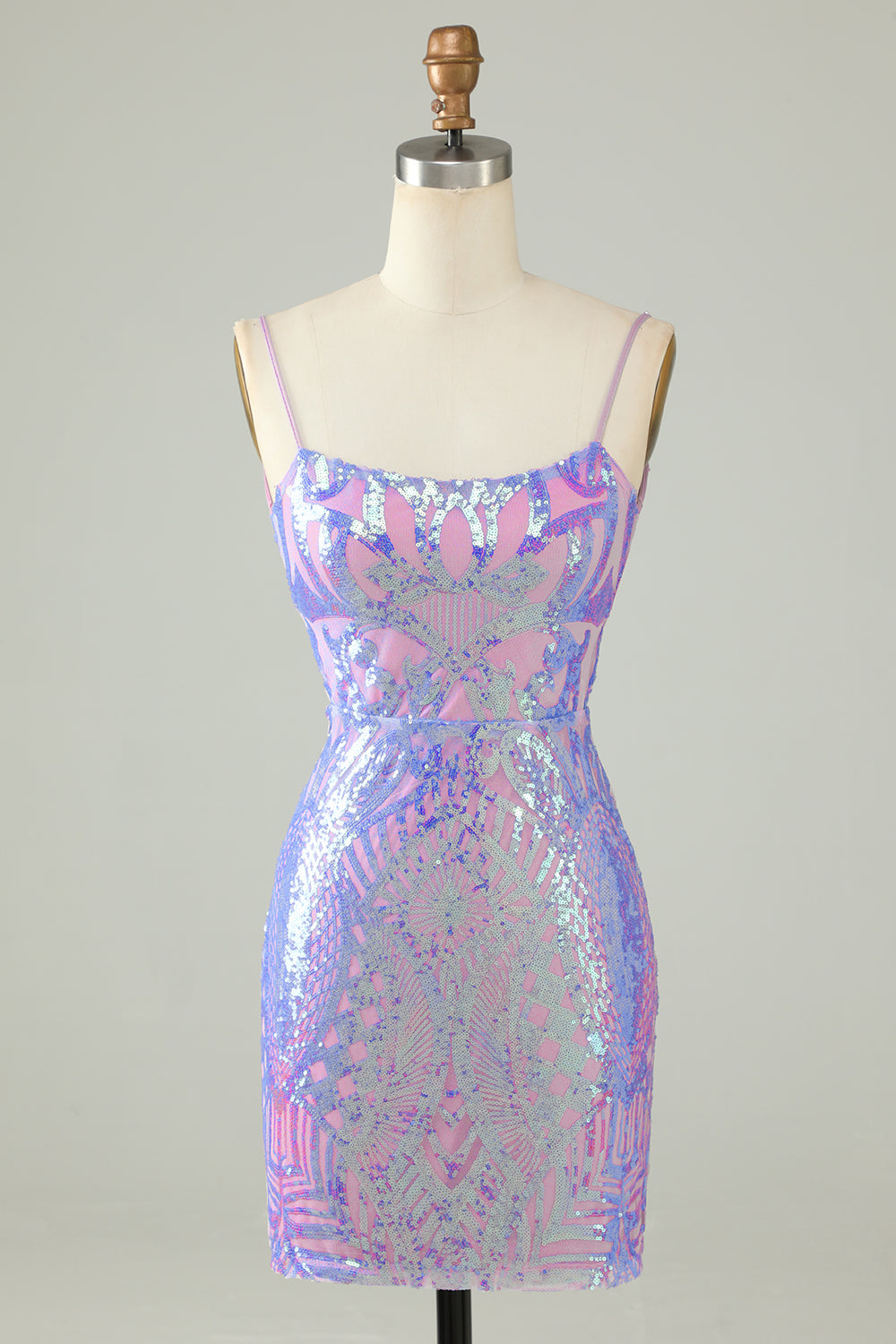 Sparkly Purple Sequins Backless Tight Short Homecoming Dress