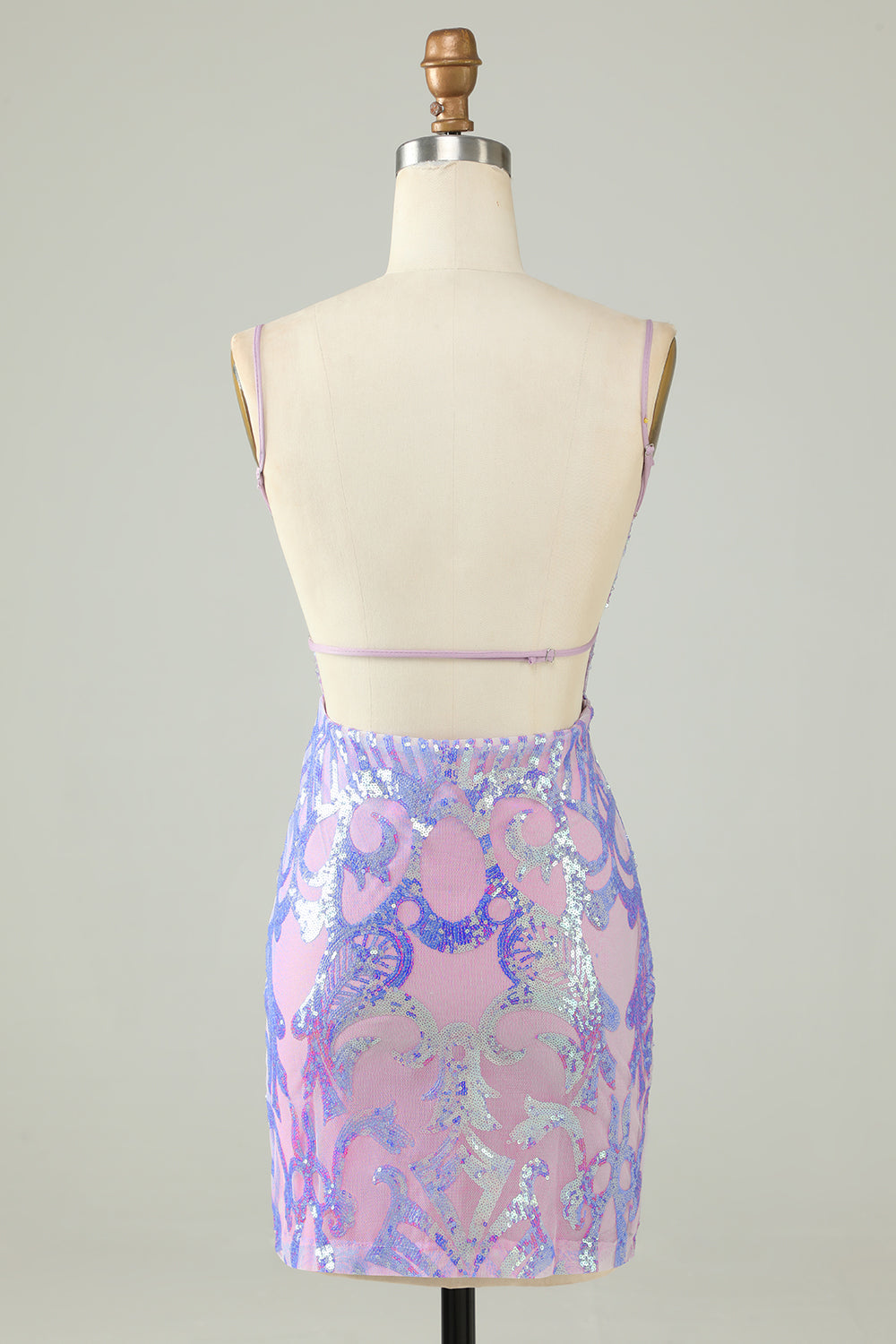 Sparkly Purple Sequins Backless Tight Short Homecoming Dress