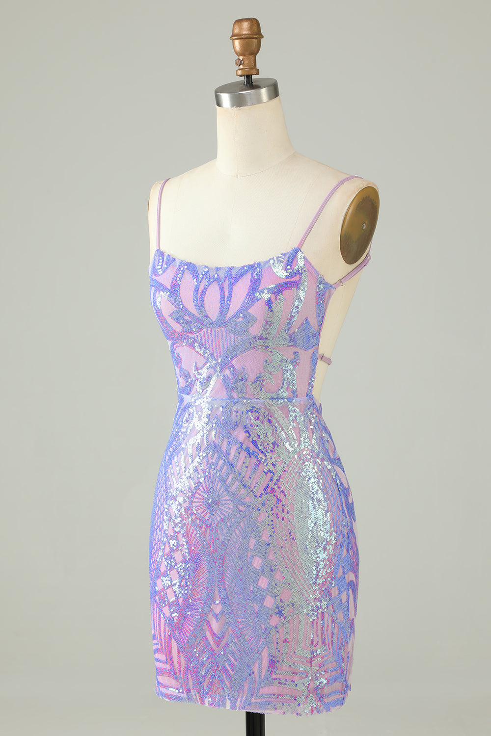 Sparkly Purple Sequins Backless Tight Short Homecoming Dress