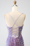 Sparkly Mermaid Light Purple Sequins Prom Dress with Slit