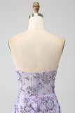 Mermaid Strapless Lavender Corset Prom Dress with Beading