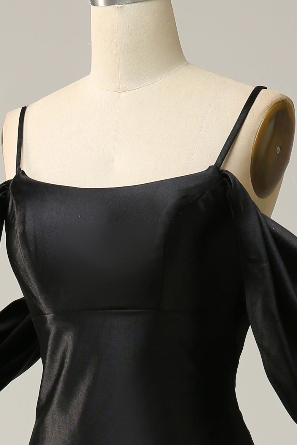 Black Cold Shoulder Mermaid Satin Prom Dress