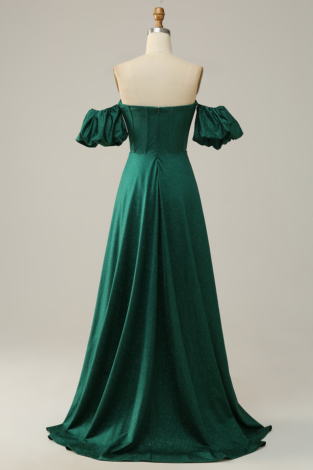 Zapakasa Women Green Off the Shoulder Satin A-line Prom Dress Zapakasa Women Green Off the Shoulder Satin A-line Prom Dress
