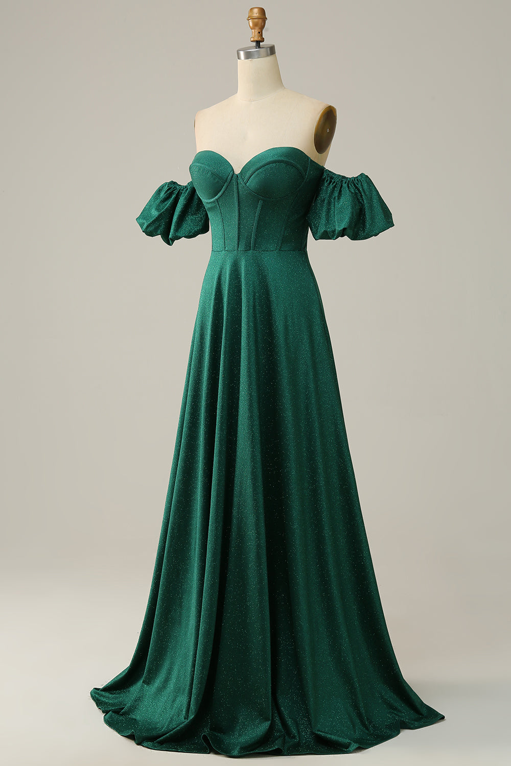 Zapakasa Women Green Off the Shoulder Satin A-line Prom Dress Zapakasa Women Green Off the Shoulder Satin A-line Prom Dress