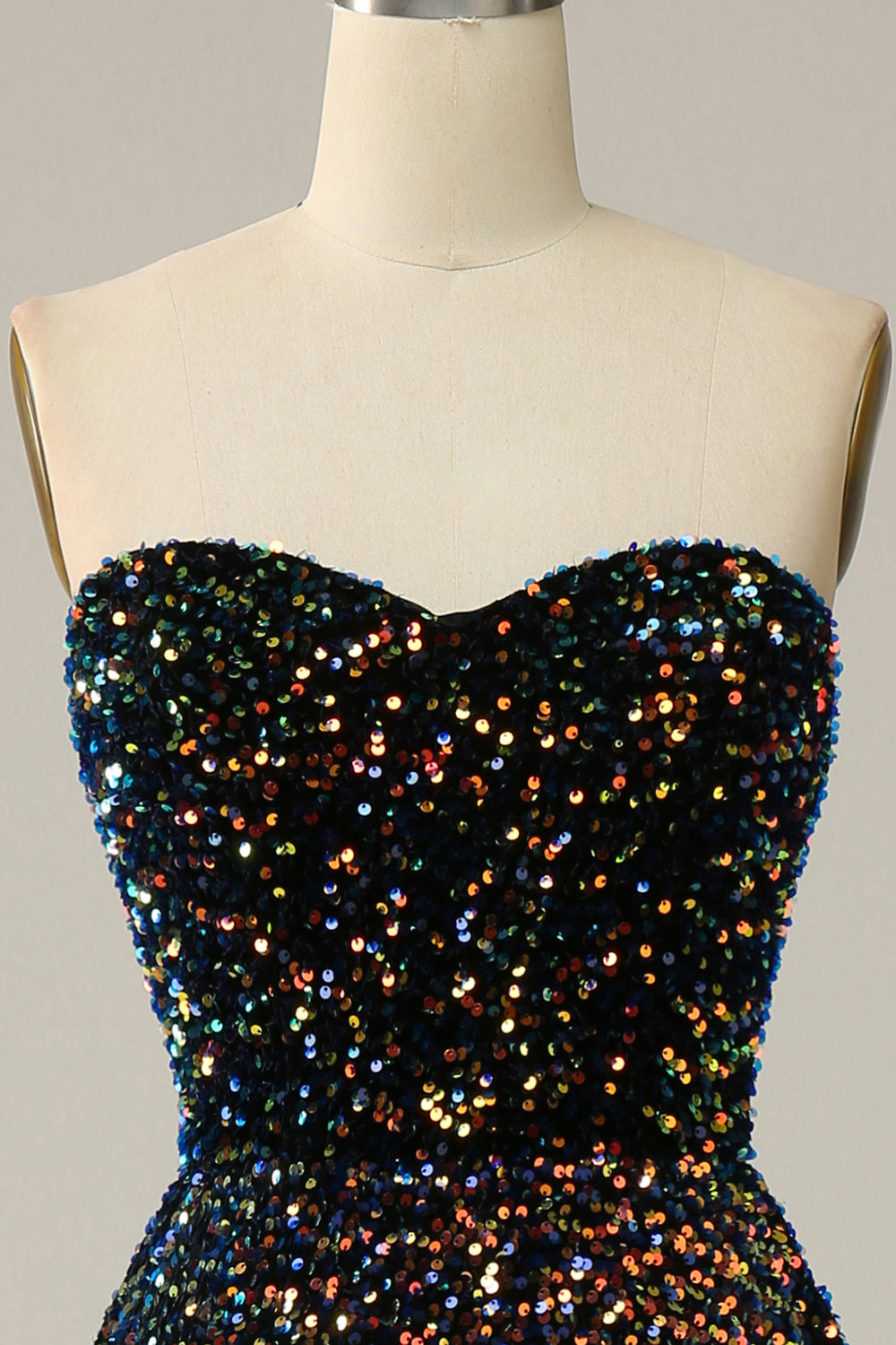 Sparkly Sequins Sweetheart Black Short Prom Dress
