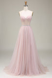 Tulle Sweetheart Light Pink Prom Dress with Corset