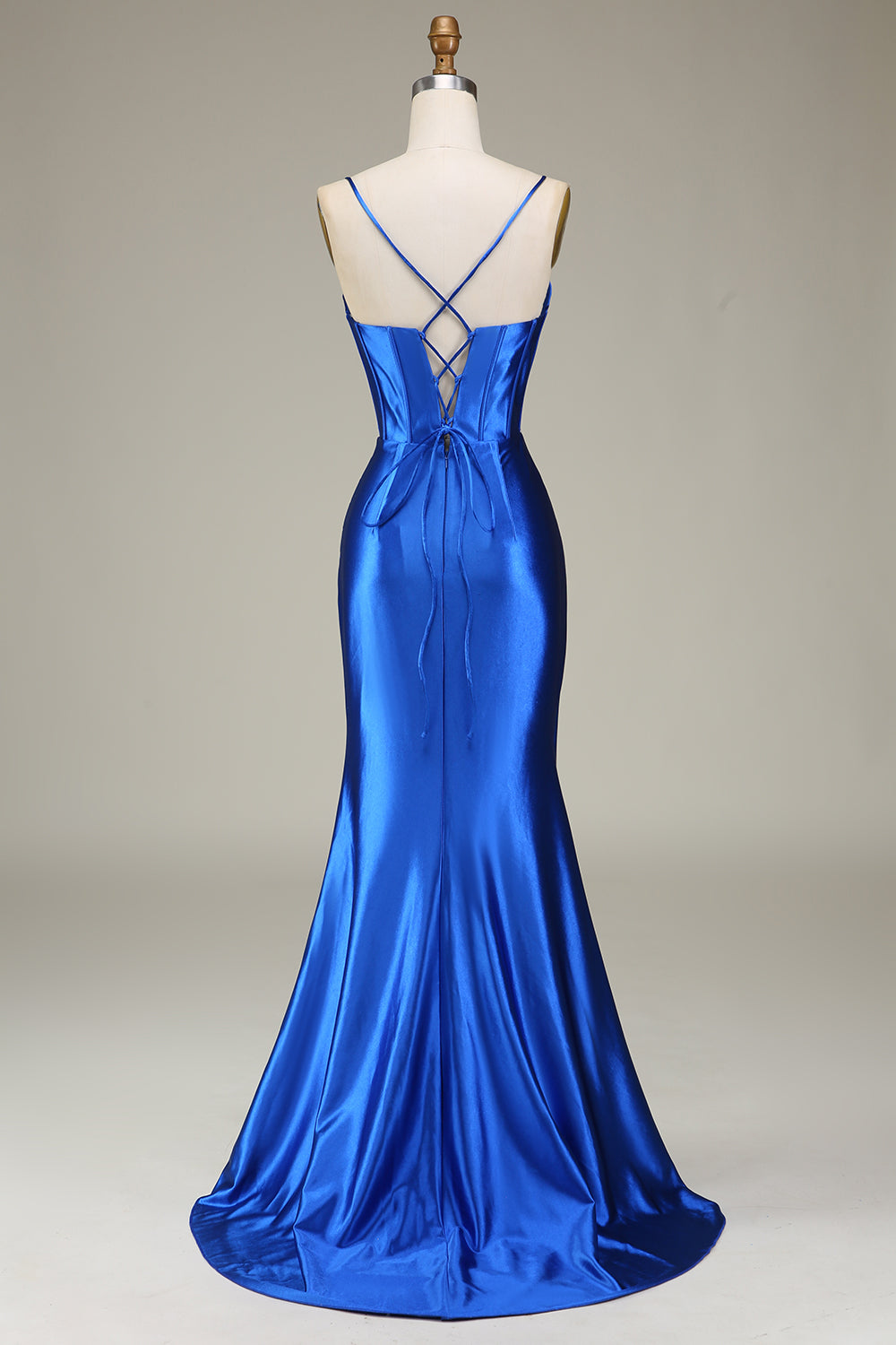 Zapakasa Women Royal Blue Prom Dress Spaghetti Straps Mermaid Long Evening Dress With Slit Zapakasa Women Royal Blue Prom Dress Spaghetti Straps Mermaid Long Evening Dress With Slit