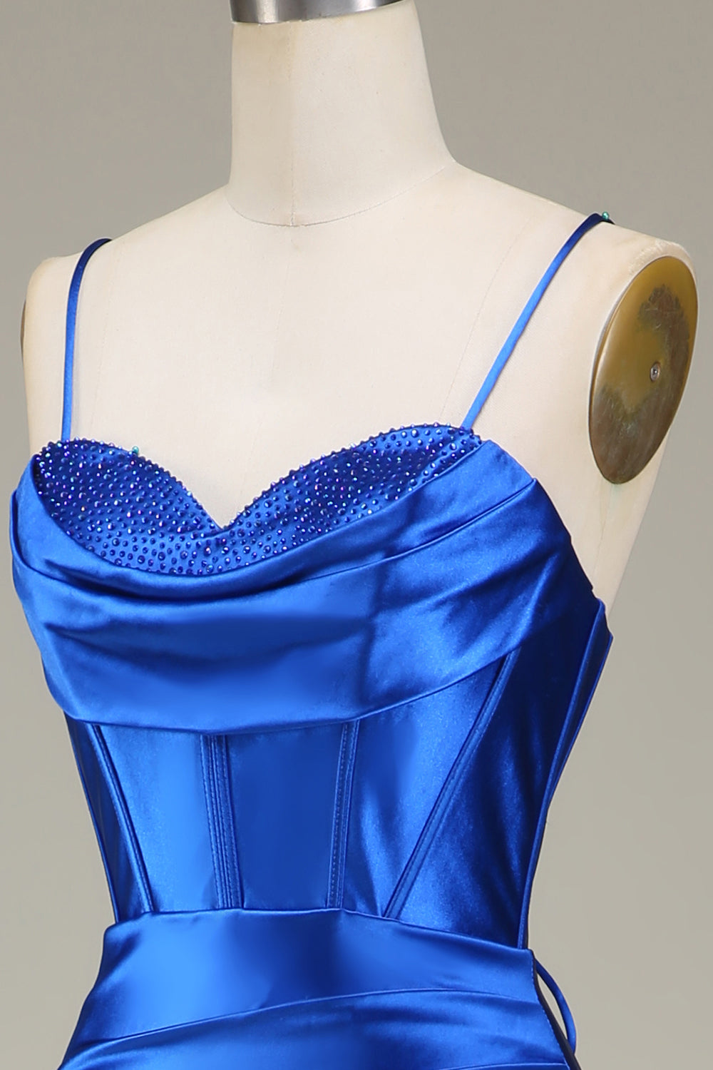 Zapakasa Women Royal Blue Prom Dress Spaghetti Straps Mermaid Long