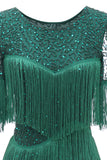 Dark Green Round Neck Mother Of The Bride Dress With Fringes